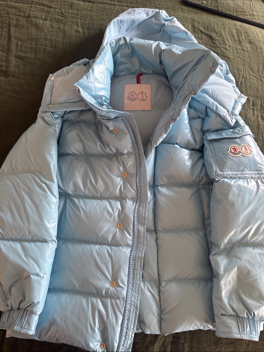 Moncler Inspired Light Blue Quilted Hooded Puffer Jacket
